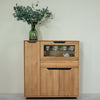 NordicStory Massivholzvitrine Eiche Bremen 3, 124 x 38 x 134 cm.
