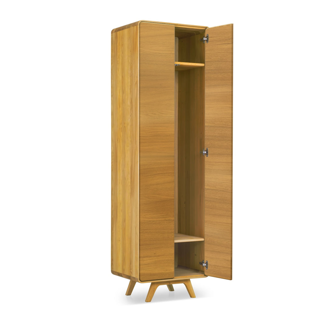 NordicStory Schrank mit 2 Türen aus massiver Eiche Genf, 60 x 45 x 200 cm.
