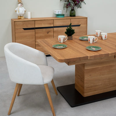 NordicStory Ausziehbarer Esstisch aus massiver Eiche Bremen, 160-250 x 90 x 75 cm.