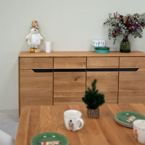 NordicStory Bremen Eiche Massivholz Anrichte, 180 x 42 x 90 cm.