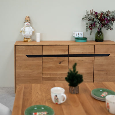 NordicStory Bremen Eiche Massivholz Anrichte, 180 x 42 x 90 cm.