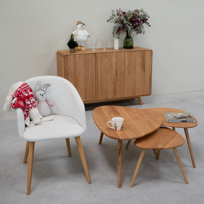 NordicStory 3er-Set apiabile Couchtische aus massiver Eiche Genf