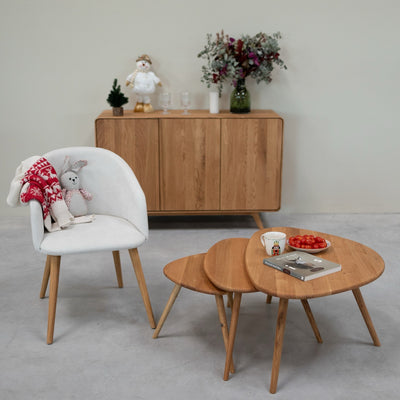 NordicStory 3er-Set apiabile Couchtische aus massiver Eiche Genf
