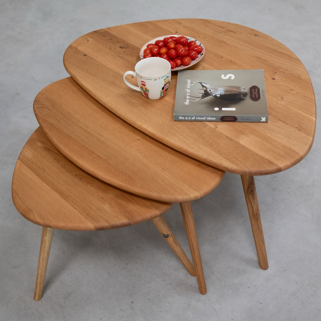 NordicStory 3er-Set apiabile Couchtische aus massiver Eiche Genf