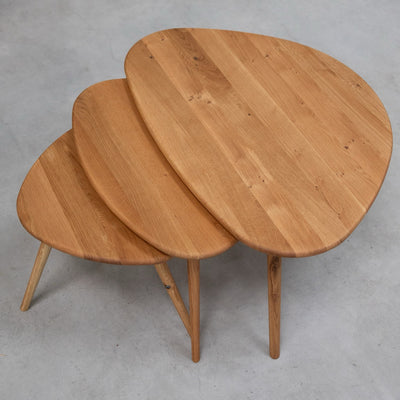 NordicStory 3er-Set apiabile Couchtische aus massiver Eiche Genf