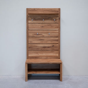 Wandgarderobe aus massiver Eiche Pola