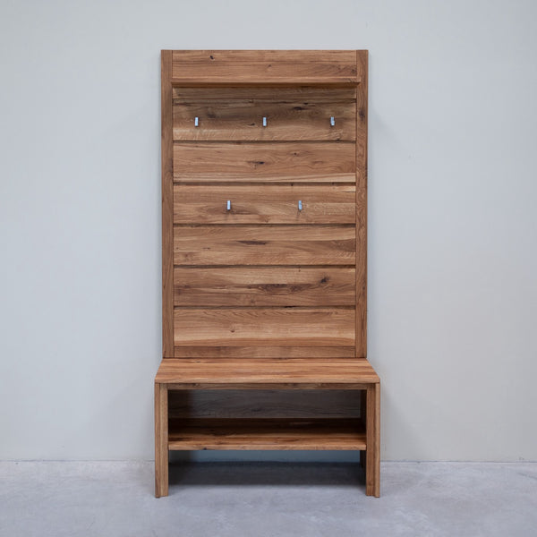 Wandgarderobe aus massiver Eiche Pola