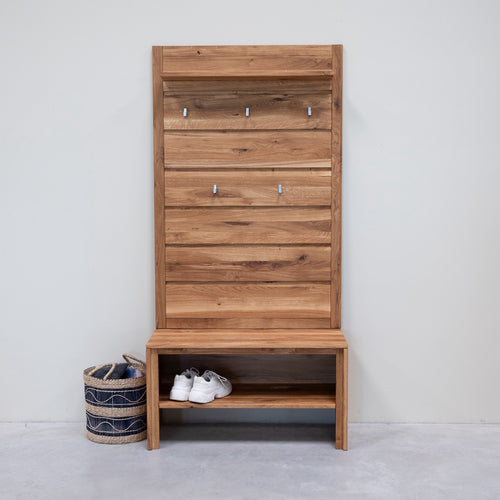 Wandgarderobe aus massiver Eiche Pola