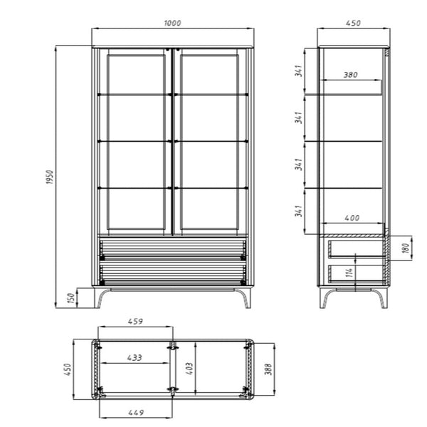 Vitrine aus nachhaltigem Eichenmassivholz Oxford 2 