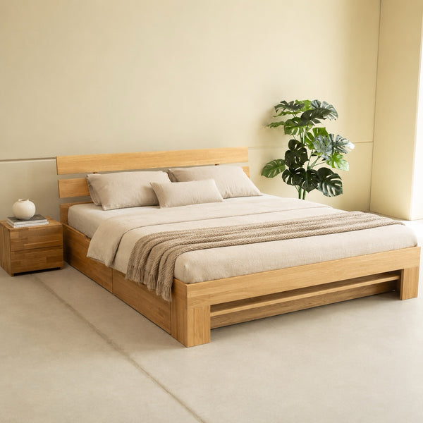 Bett aus massiver Eiche Uppsala | NordicStory