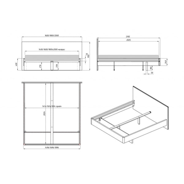 Eiche Massivholz Doppelbett Pola