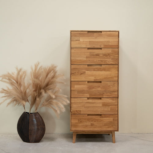 Massive Eiche Hochkommode Escandi 6 NordicStory RobleStore