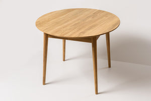 NordicStory Runder ausziehbarer Esstisch aus massiver Eiche 93-123 x 93 x 75 cm.