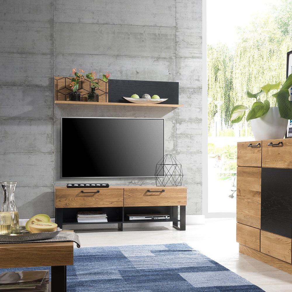 LoftStory Wandregal aus Eichenholz Nordisches Industriedesign