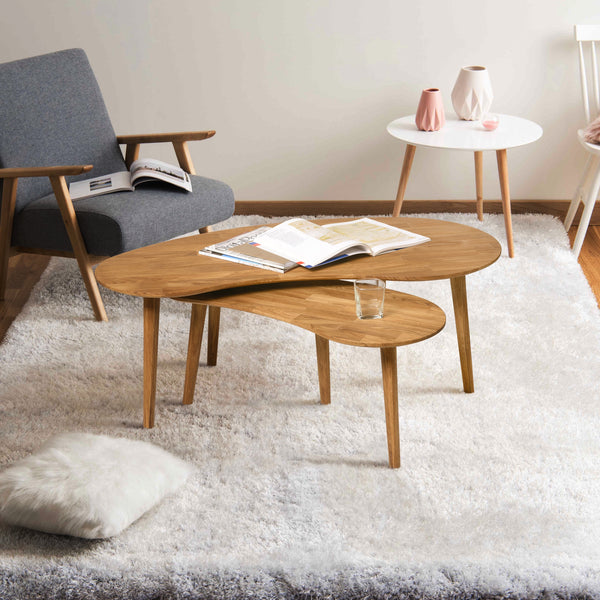 Stapelbarer Couchtisch Escandi aus massiver Eiche, 120 x 60 x 60 x 43 cm / 85 x 40 x 38 cm | NordicStory