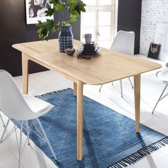 NordicStory France ausziehbarer Esstisch aus massiver Eiche 120-160 x 80 x 75 cm.