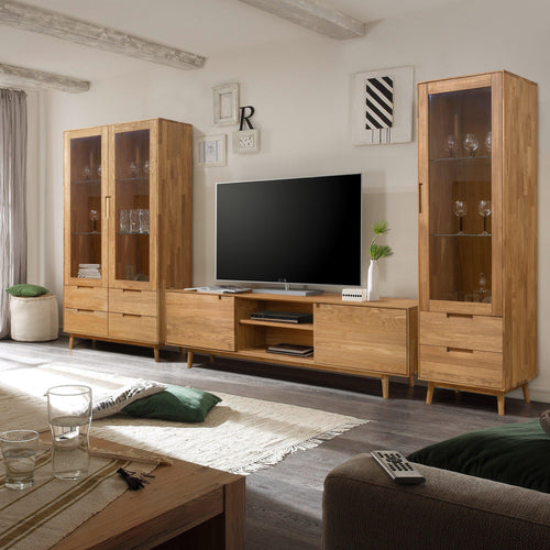 NordicStory Massiver Eichenschrank Vitrine