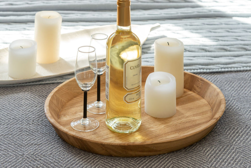 NordicStory Rundes Dekotablett aus massiver Eiche Info-Entwurf