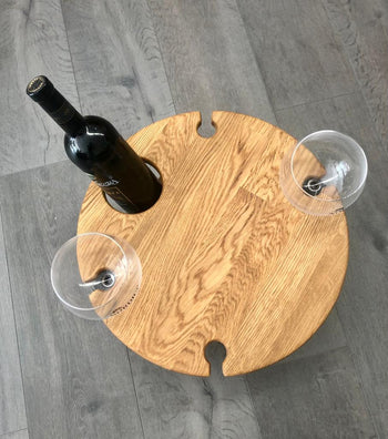 NordicStory Faltbarer Mini-Weintisch aus massivem Eichenholz