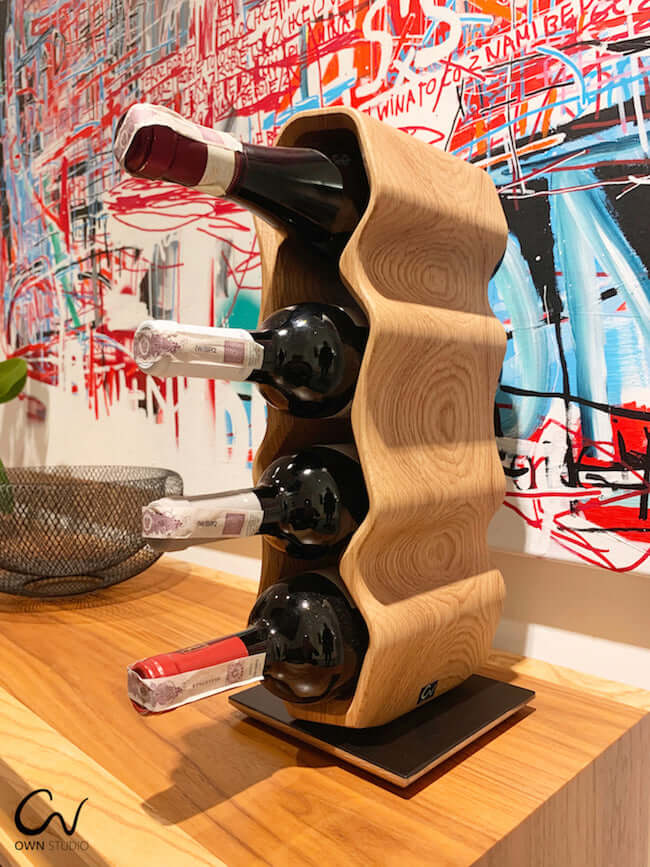 Handmade Eiche Weinregal AWRY 2.0, Weinständer für 4 FlaschenRoble.Store