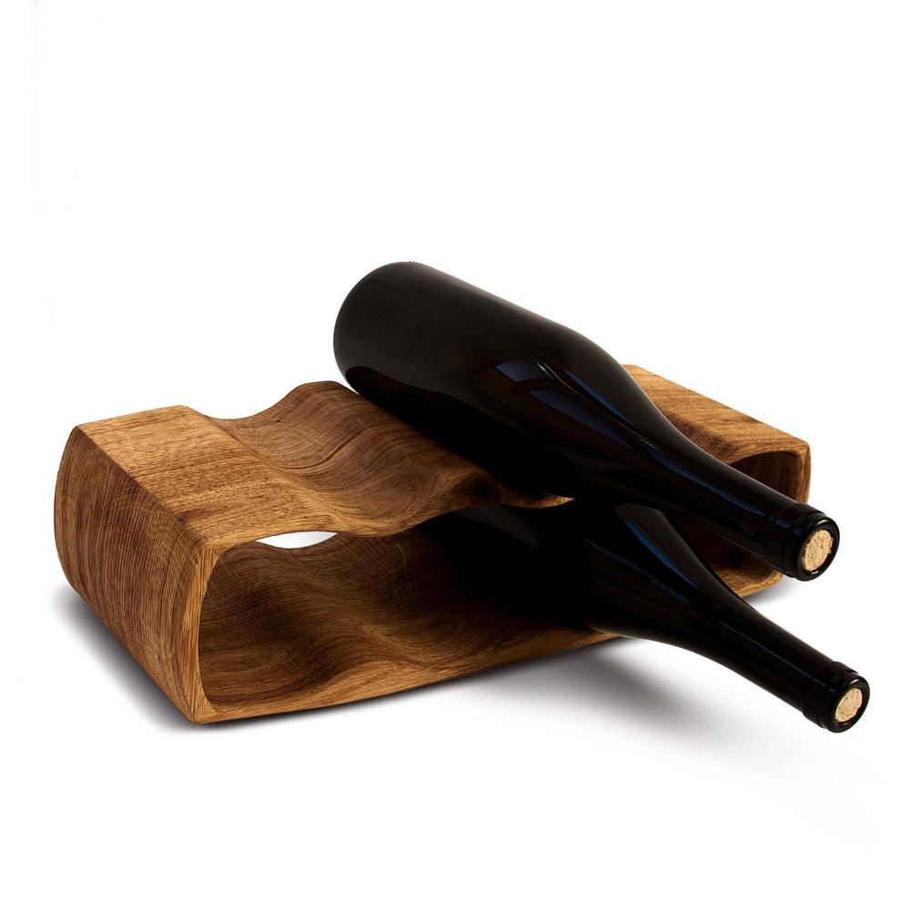 NordicStory Handgefertigtes Weinregal aus Eiche QAD, Weinregal für 7 Flaschen