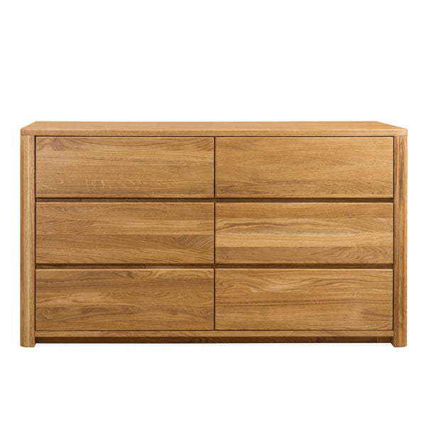 NordicStory Sideboard Elsa Kommode 6 Schubladen Massivholz Skandinavische Eiche 