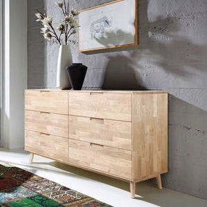 NordicStory Sideboard Kommode aus massiver Eiche Escandi 4 160 x 45 x 84,5 cm.