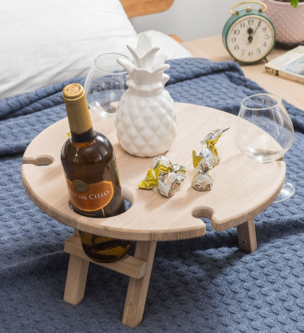 NordicStory Tragbarer Wein-Picknicktisch, klappbares Tablett