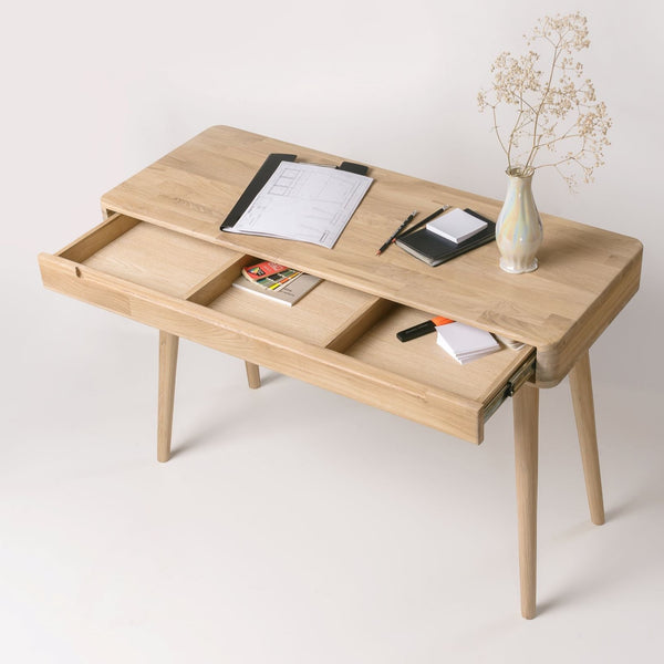 NordicStory Schreibtisch Escandi 110 x 43 x 75 cm. Eiche massiv Skandinavisches Holz 