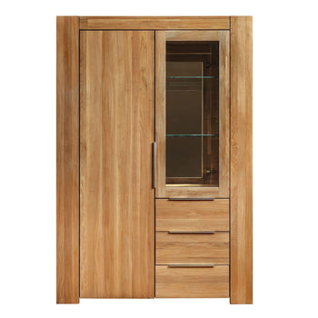 NordicStory Nordische Skandinavische Eiche Massivholz Glas Vitrinenschrank Wohnzimmer