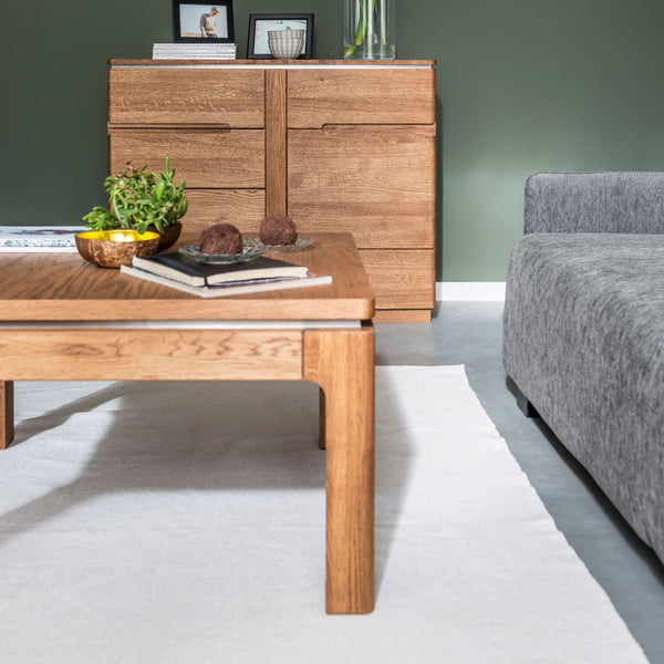 NordicStory Quadratischer Couchtisch aus massiver Eiche modernes rustikales nordisches Design