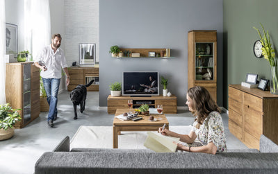 NordicStory Kommode oder TV-Ständer aus massiver Eiche mit rustikalem, skandinavischem Design 