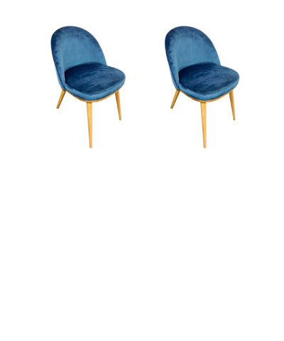 NordicStory 2er- oder 4er-Pack transparente Esszimmerstühle, Gestell aus massiver Eiche, Polsterung aus blauem Monako