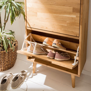 NordicStory Massives Eichenholz-Schuhregal Skandinavischer Schuhschrank 