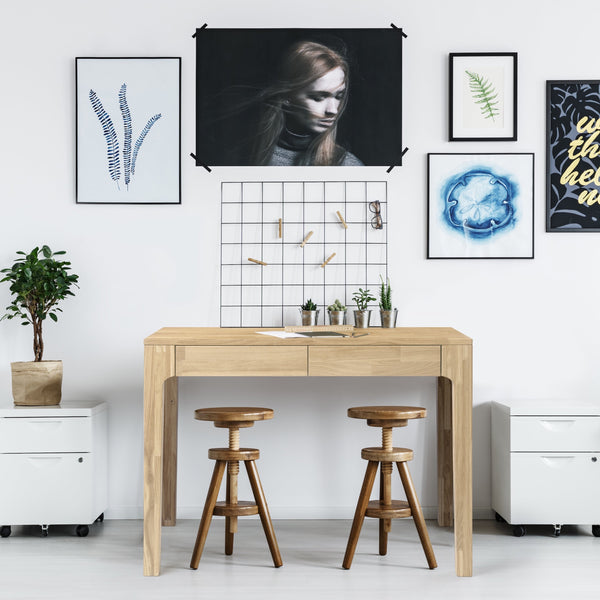 NordicStory Bürotisch Wohnzimmertisch Eiche Massivholz 100 natur gebleicht