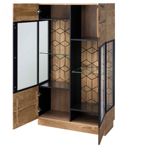 LoftStory Vitrine aus Eichenholz Nordisches Industriedesign